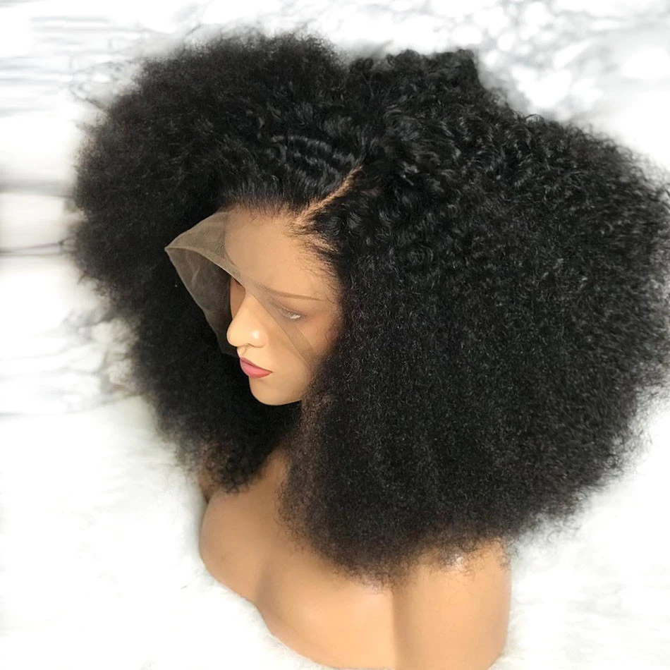 Maxine Afro Kinky Curly Wig 13x4 Lace Front Wig Remy Hair Mongolia Lace Frontal Curly Human Hair Wigs PrePlucked Remy 180Density