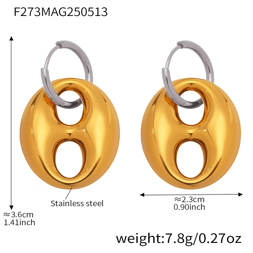 Moderne baumelnde Ohrringe für Frauen, trendiges Design, Edelstahl, vergoldet, wasserdicht, Ohrringe, Schmuck – Detail 1