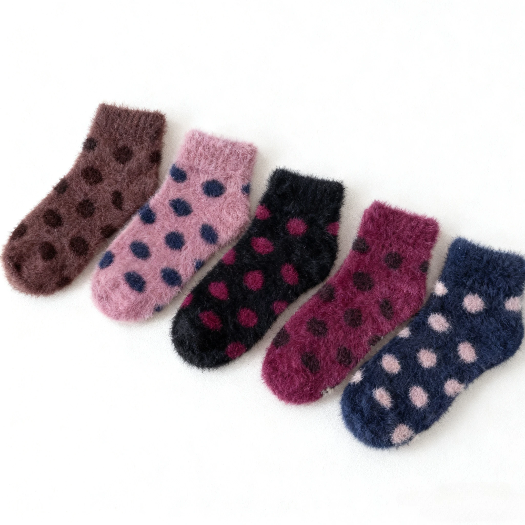 Winter  Cute Plush Dot Socks Women Winter Soft Stocking Medium Thickened Sock Cloud Plush Mink Plush Socks