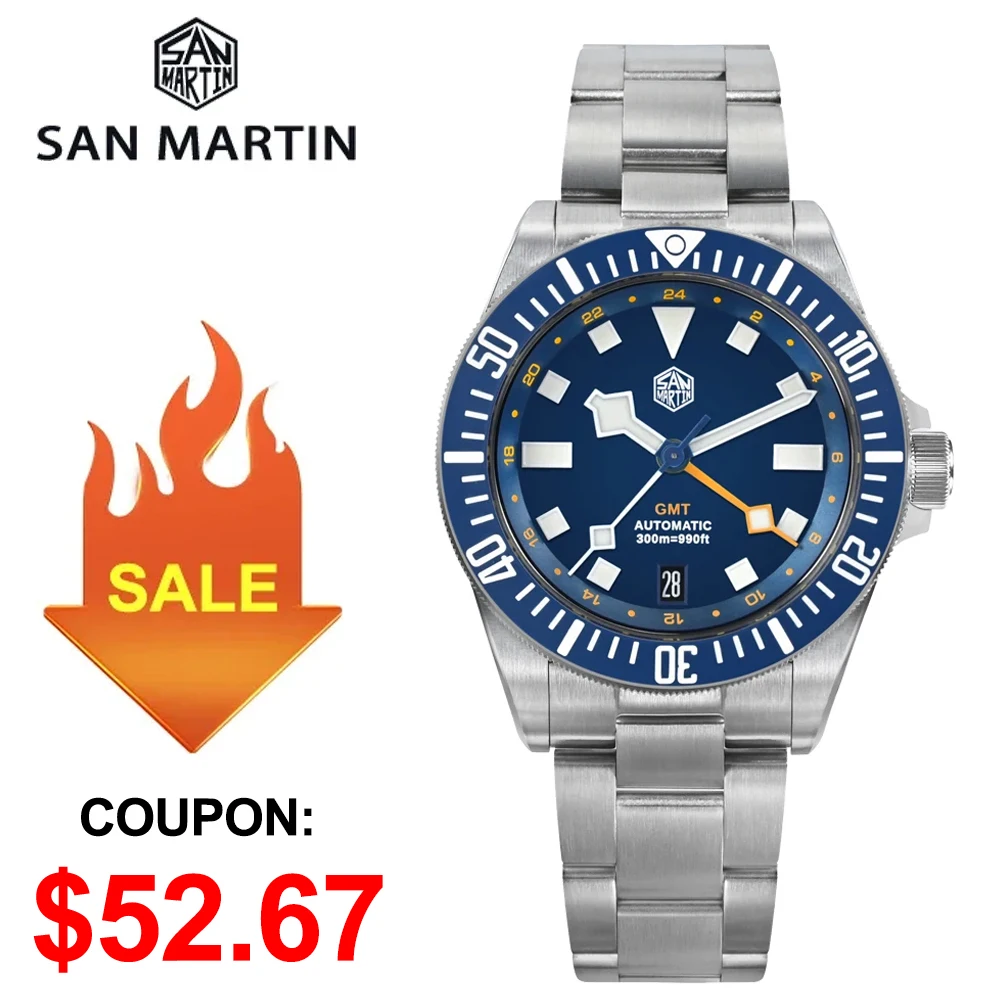 

San Martin 39mm Dive Watch Luxury GMT NH34 Automatic Movement Machinery Watches 316L Sapphire Glass Ceramic Bezel Wristwatch