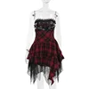 Y2K Black Bandage Summer Party Dresses for Women Goth Sexy A-Line Sleeveless Plaid Bodycon Mini Vestido Short Dresses Streetwear 5
