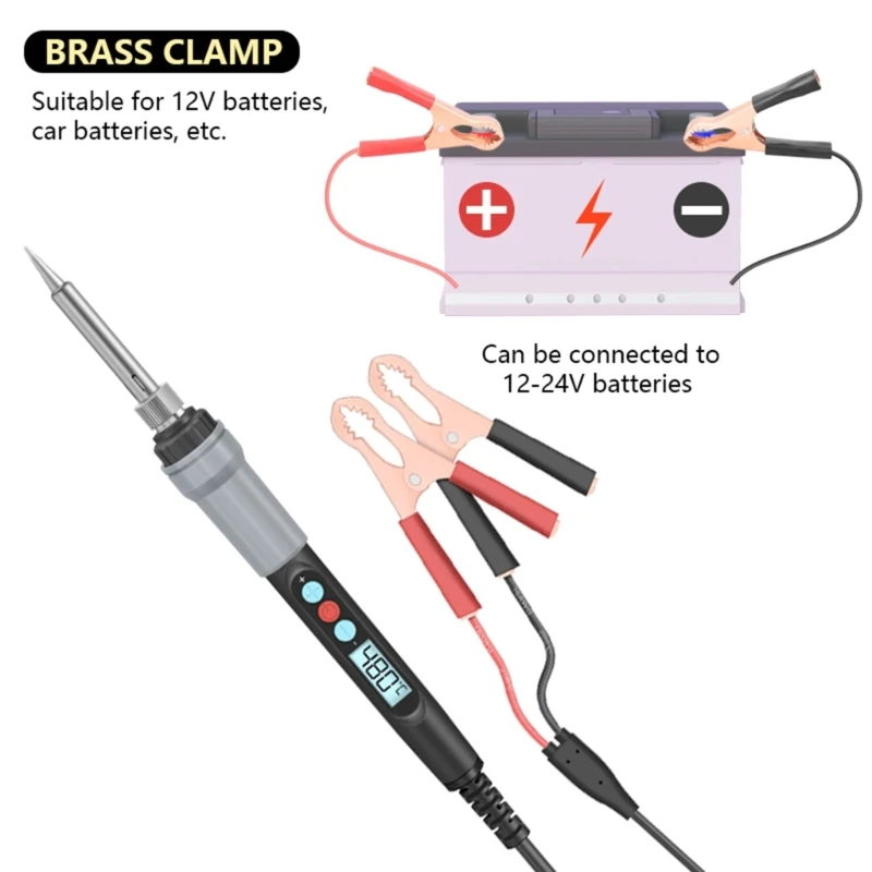 

Low DC12v Digital Display Electric Iron 12V Clamps Internal Heating Dropship