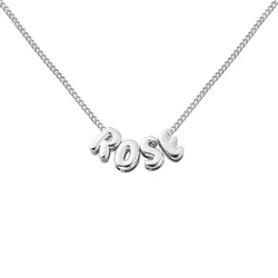 Customized 3D Bubble Letter Initial Necklace and Bracelet Set - Minimalist Name Jewelry Gift - 1-3 letters (Silver)