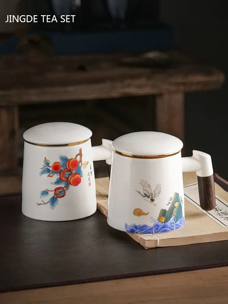 330ml Japanese Household Ceramic Teacup Tea Water Separation Office Mugs Large Capacity Filter Tea Infuser Personal Tea Cup