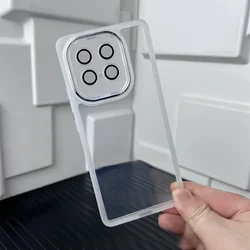 Acrylic Glass Film Cellphone Case with Soft Silicone Lens Protector and Bump Cover for IQOO Z10 Turbo 5G (Transparent White)