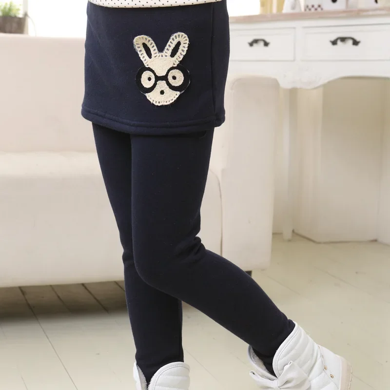 Leggings for Girls Winter Pants Kids Pants Girls Winter Leggings Fleece Warm False Two Pieces Culotte Children Divided Skirt