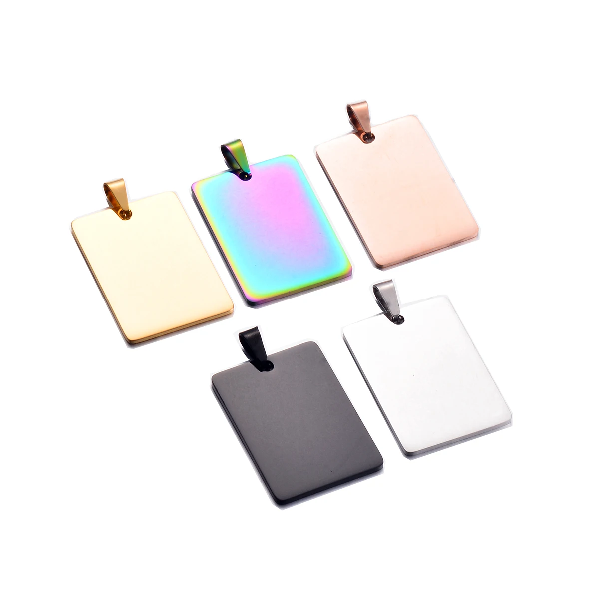 20Pcs Stainless Steel Rectangle Tag Necklace Accessories Mirror Polished for Men DIY Personalized ID Name Jewelry Findings