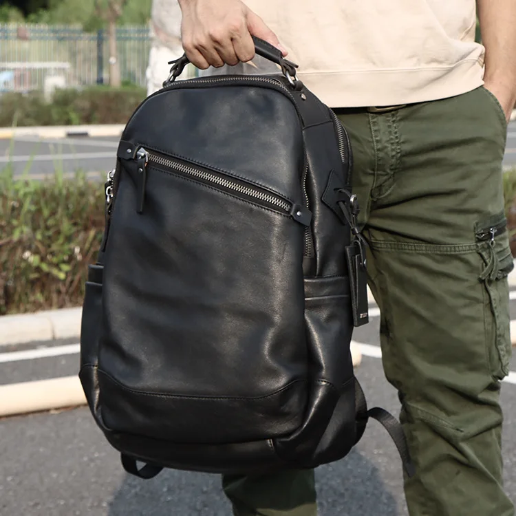 

Large Capacity Genuine Leather Backpack With Cowhide Top Layer For Business Men's Backpack And Computer Travel Bag