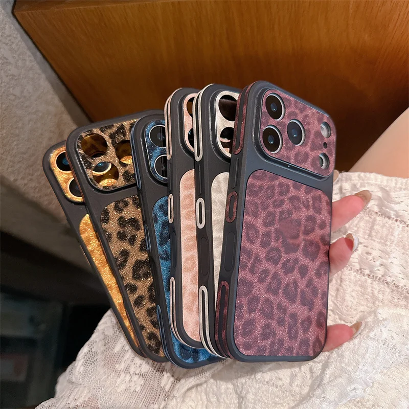 Luxury Leopard Print Shockproof Matte Phone Case with Camera Protection