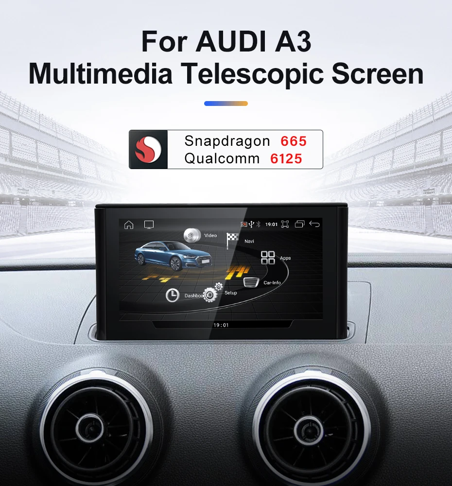 Qualcomm Snapdragon 665 6125 Android14 Wireless CarPlay Auto For 13-18 Year AUDI