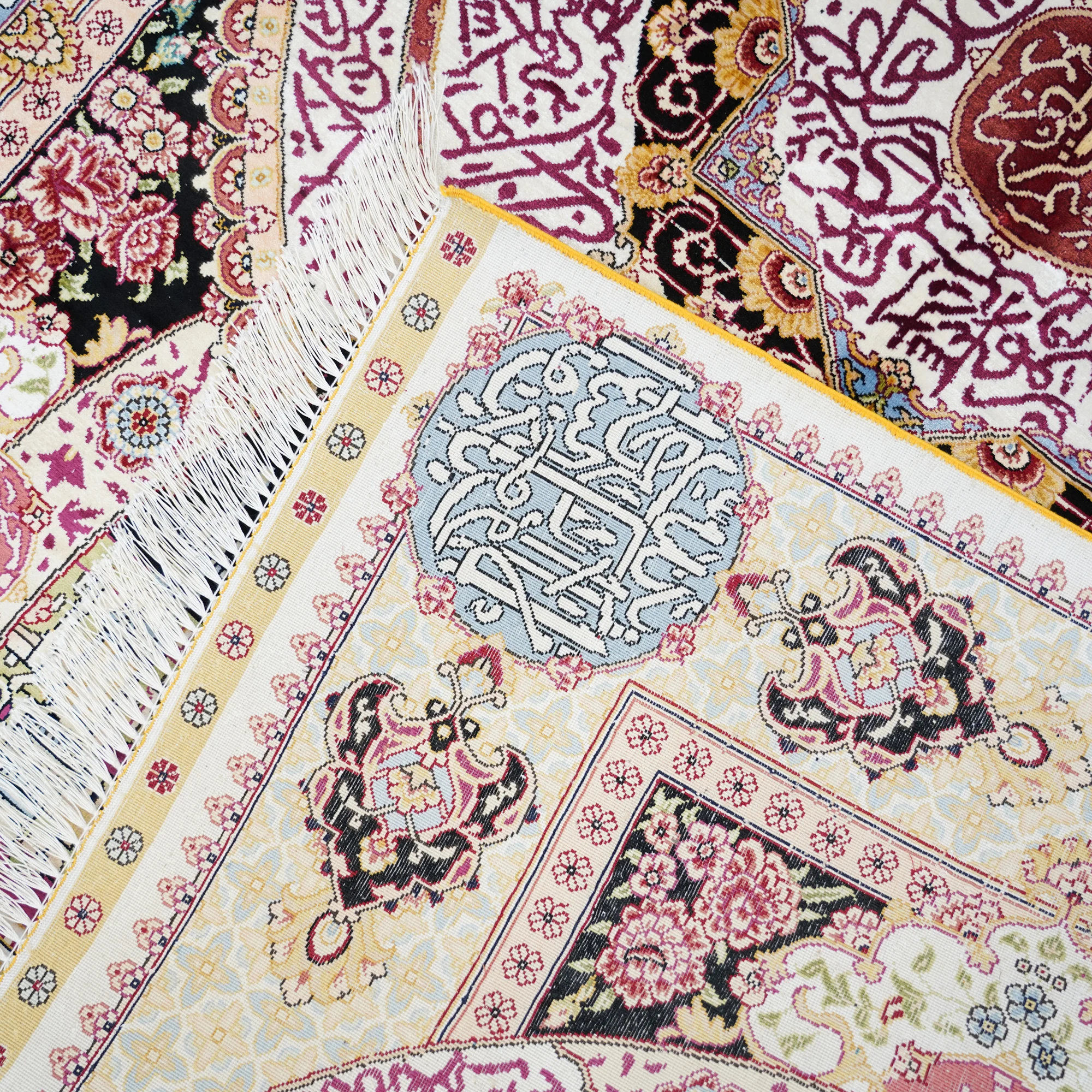 Handmade Silk Knotted Persian-Style Prayer Rug 6