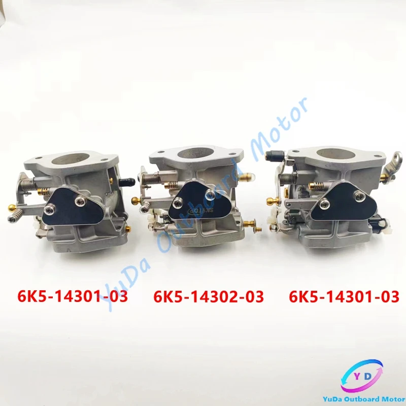 6K5-14301-03, 6K5-14302-03, 6K5-14303-03 Carburetor Assy Kit For Yamaha 60HP E60M T60 Outboard Engine Parsun T60 Boat Motor
