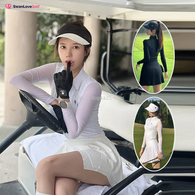 SG Summer Quick-Dry Golf Shirt Women Sun Protection Ice Silk Long Sleeves Tops Ladies Breathable Golf Apparel XS-XL