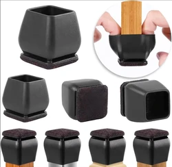 Set of 8 Silicone Chair Leg Floor Protectors with Thick Felt Pads (L(27 - 35mm))