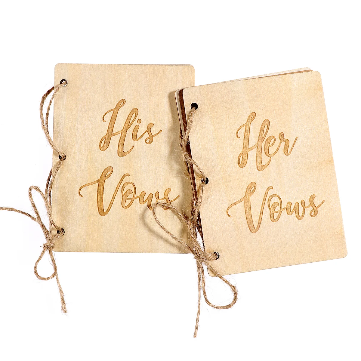 2Pcs Wedding Vow Books Paper Booklet Wooden Cover His Her Vows Notebook Guest Books Signature Keepsake Event Supplies