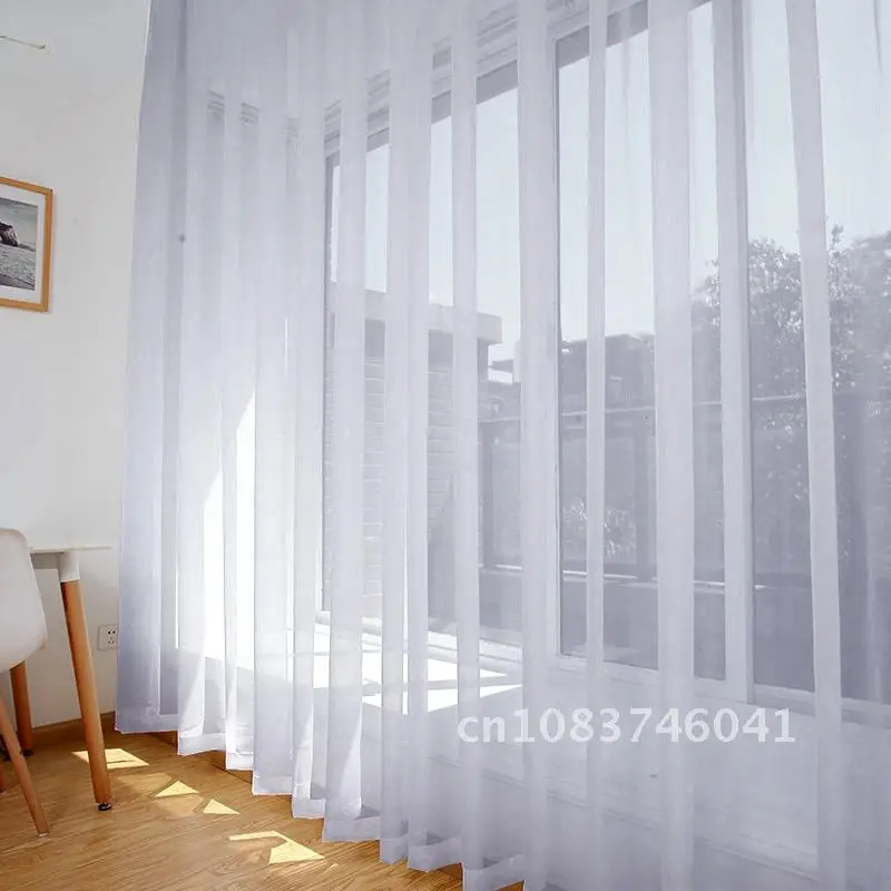 

Light Grey Sheer Tulle Curtains for Living Room Bedroom Kitchen Decoration Organza Voile Curtains