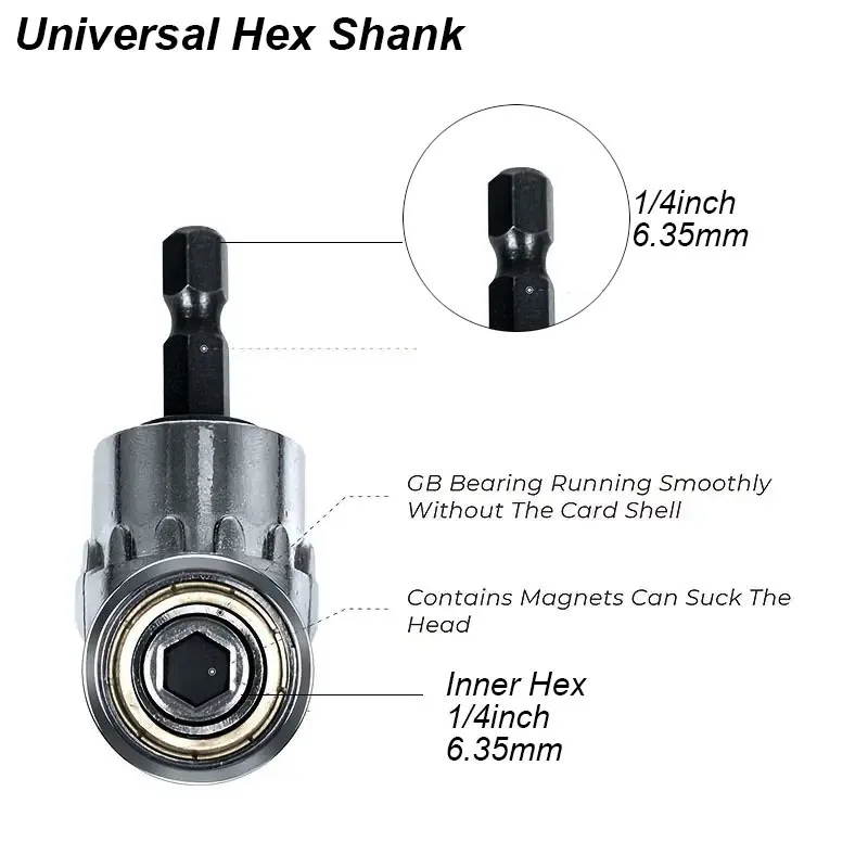 thumbnail image 2 of ColumPRO Hex Shank Quick Flexible Drill Bit Extension,12PCS Set Magnetic Right Angle Drill Adapter Set,Screwdriver Power Impact Drill,11.5" Flexible Drill Bit Extension With 10 PCS Screwsriver Bits In | Whizz Extension 2 of 13