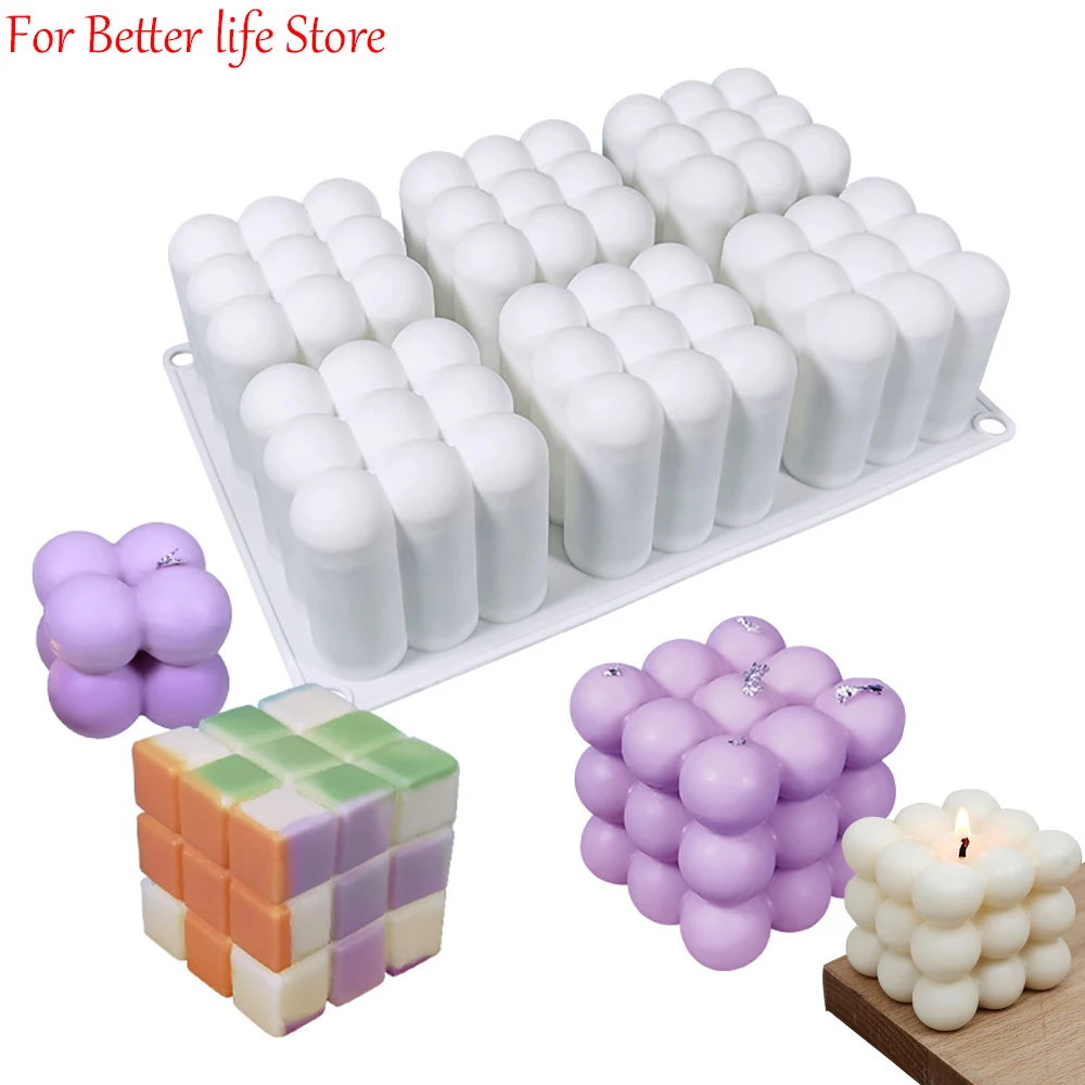 Rubik's Cube Silicone Candle Mold DIY Magic Ball Scented Candle Moulds  Silicone Baking Mousse Cake Plaster Mold Candle Making - AliExpress