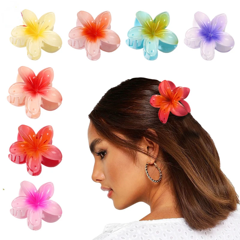Hair Claw Woman Accesories Korean Plumeria Flower Hair Clip Clamp Bun