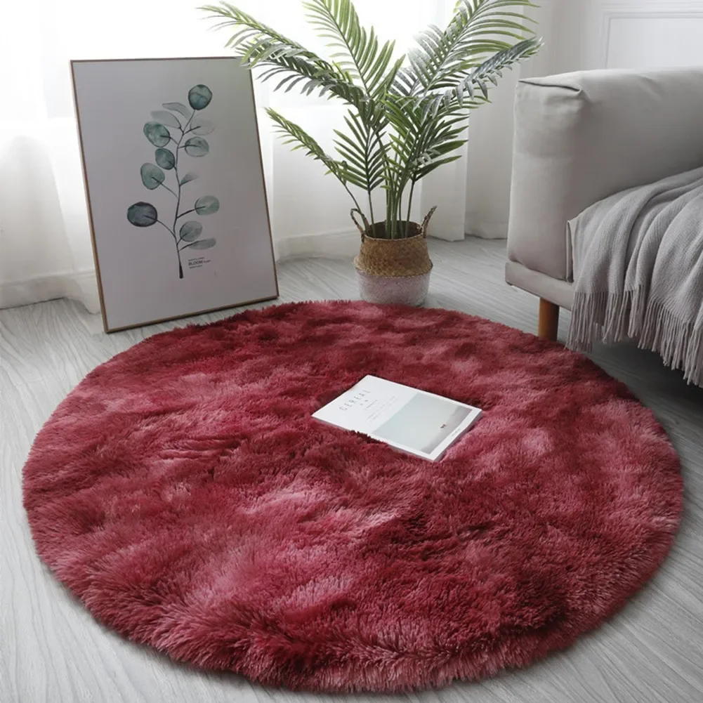 

Plush Round Rug Circle Round Shaggy Confortable Rug Living Room Bedroom Carpet Floor Flu-ffy Mat Anti-Skid Kid Room Decor