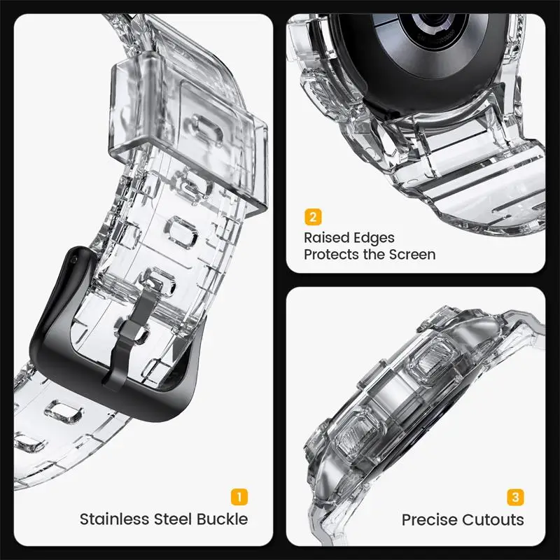 Clear Protective Band & Case Set for Smart Watches – Transparent Sport Bracelet and Wristband Ensemble
