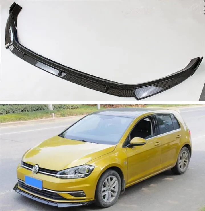 

High Quality ABS PAINT CARBON FIBER FRONT BUMPER SPOILER LIP SPLITTERS WIND KNFE COVER For Volkswagen Golf 7 7.5 Rline 2014-2020
