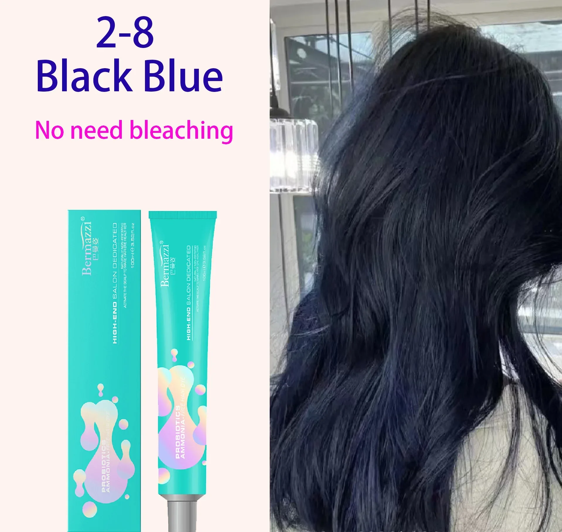 100ml Ammonia Free Plant Extracts Hair Paints Hair Dye Cream  Blue Black Permanent Fashion Hair Coloring Pigment краска для волос colordesign ammonia free 1n black 100 мл