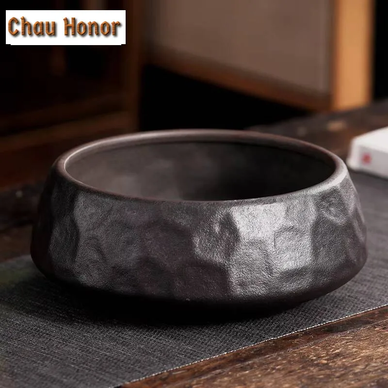 1100ml Retro Coarse Pottery Jianshui Zen Stoneware Tea Wash Writing-brush Washer Household Chaxi Tableware Supplies Decoration