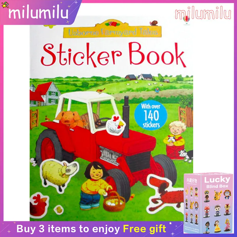 

MiluMilu Usborne Farmyard Tales Sticker Book Colouring English Activity Story Picture For Baby