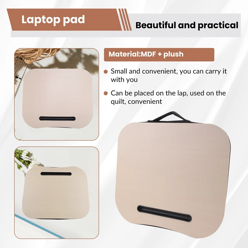 A76F-Desk Bed Cushion Knee Lap Handy Computer Reading Writing Table Tablet Tray Cup Holder Laptop Stand Cushion Desk Office Lapt