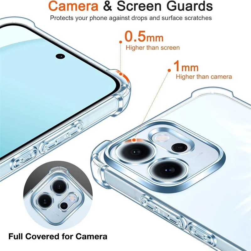 Anti-Yellowing Transparent TPU Soft Case with Camera Protection