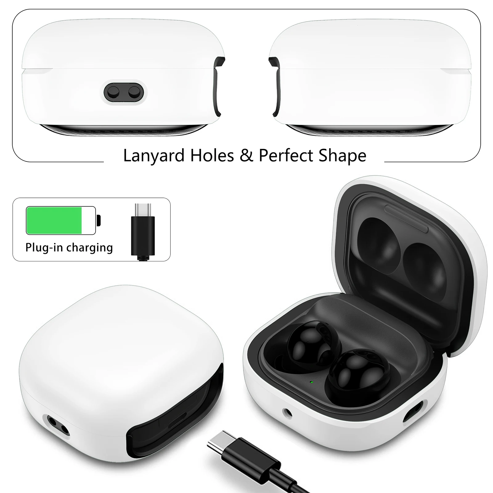 Stylish Hard Shell Protective Earbud Case with Lanyard