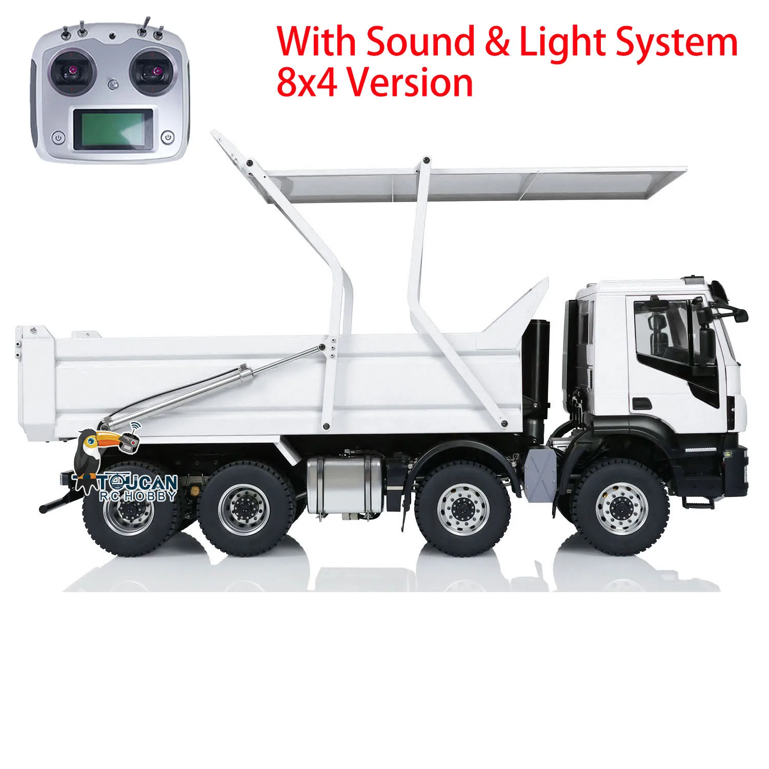 8x4 RC Metal 1/14 Hydraulic Tipper Truck Dump Car Model with Flip-over Cover Light Sound System Motor Servo ES CRC Toy TH23539 5