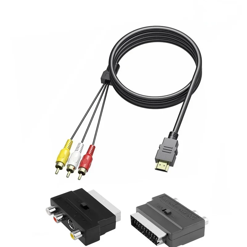 1,5M HDMI -> Cavo RGB YUV Cinch 3Fach Placcato Oro