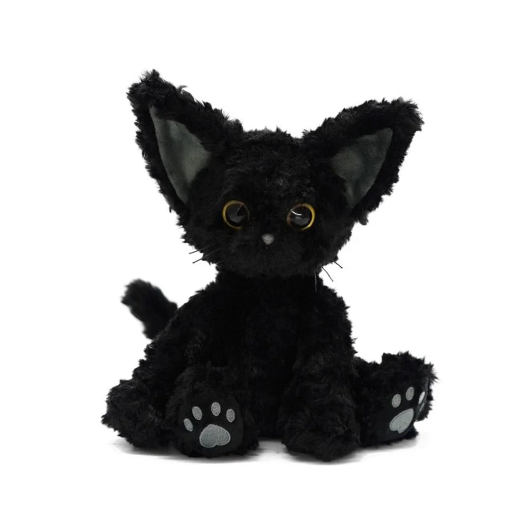 Cute Plaime Cat Plush Toy Throw Pillow Khaki German Curly KUKI Black Cat Doll Doll Big Eyes Influencer Child Birthday Gift ulknn girl s khaki flats children s black leather shoes 2023 spring baby flat with soft leather shoe infant anti slippery child