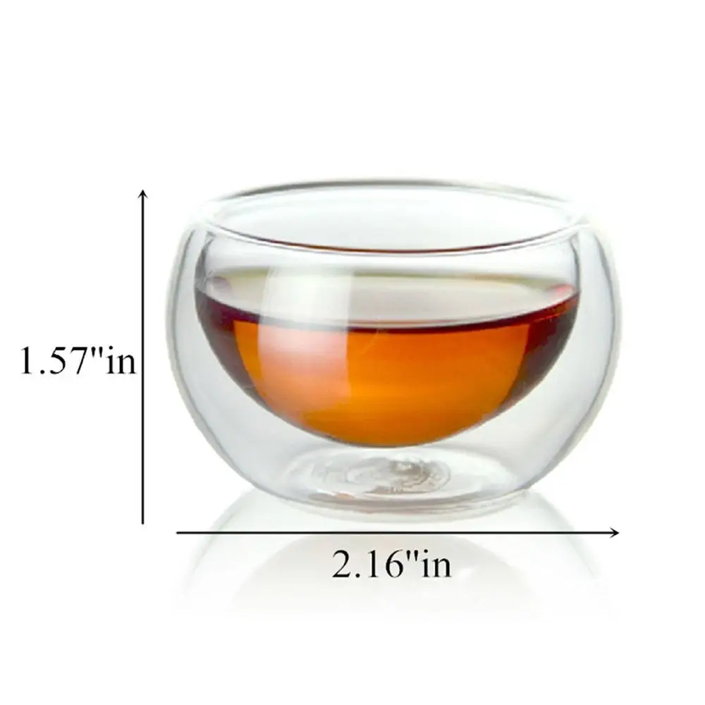 50ml Double Wall Glass Cup Heat Resistant Beer Tea Drink Kungfu Teacup MINI Whisky Cup Coffee Cups