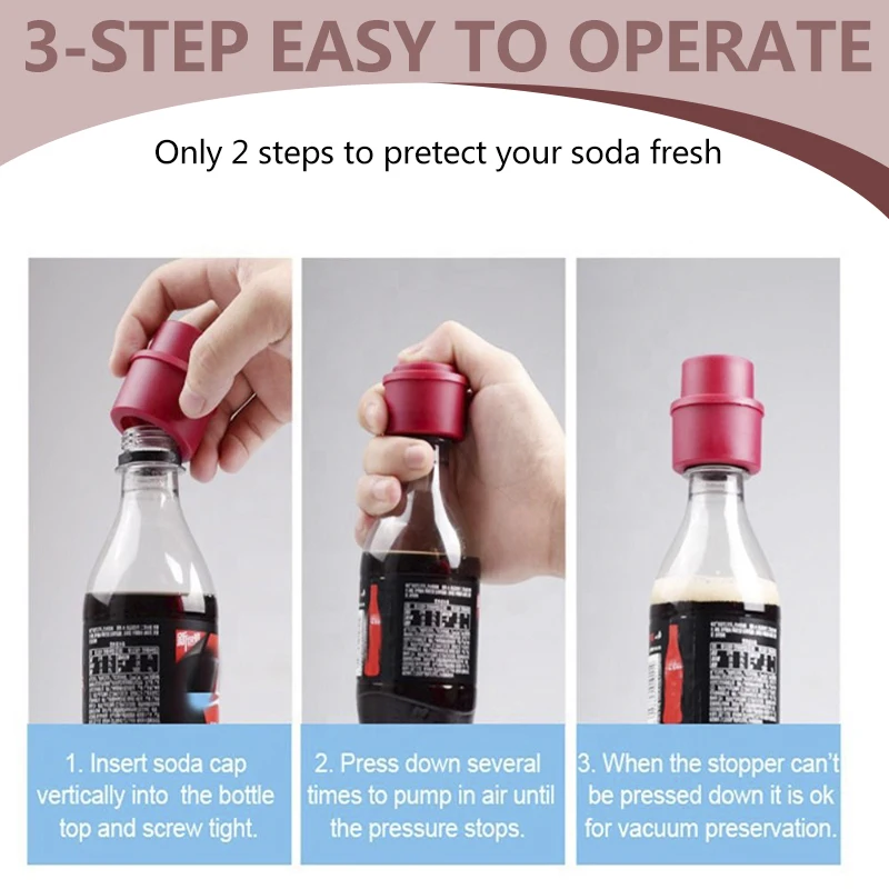 Wine Stopper Reusable Bottle Stopper Inflatable Airtight Soda Cap Frizzy Drink Sealer Caps Bottle Pump Cover Carbonation Keeper 1pc