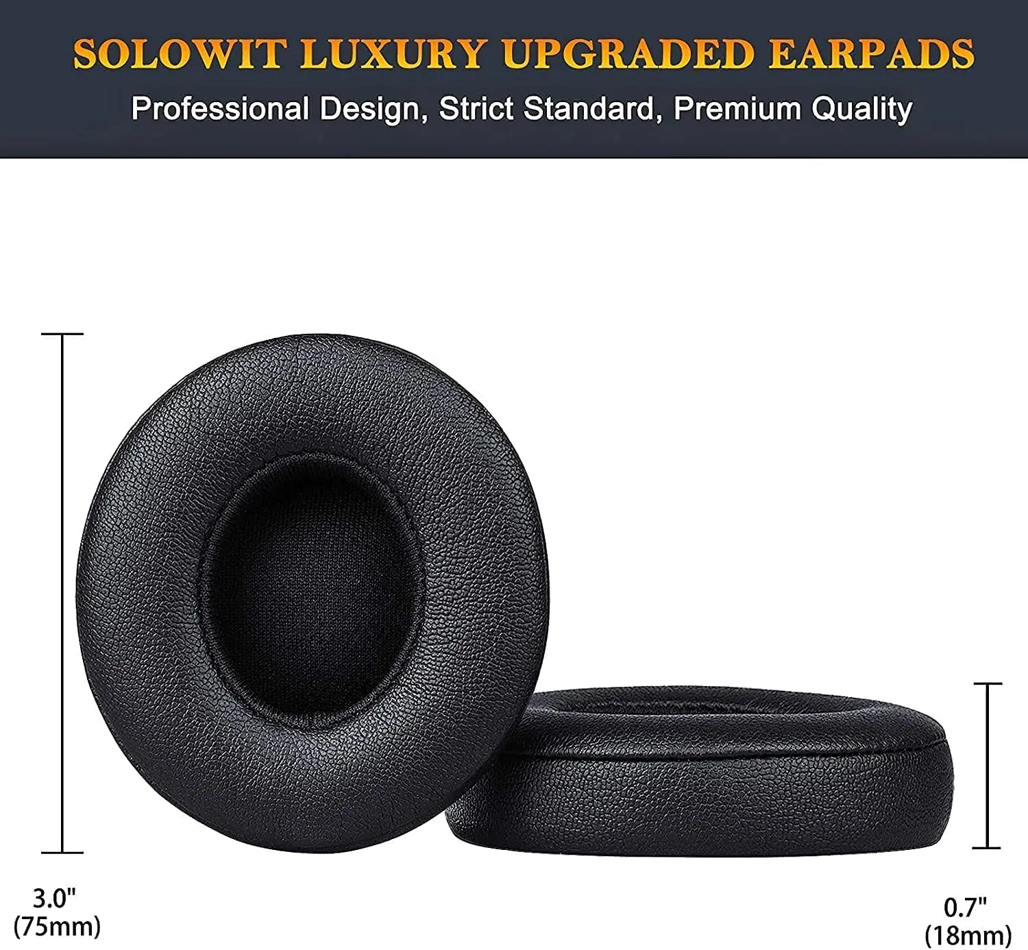 Earpads Cushions Replacement for Beats Solo 2 & Solo 3 Wireless On-Ear Headphones, Ear Pads with Soft Protein Leather