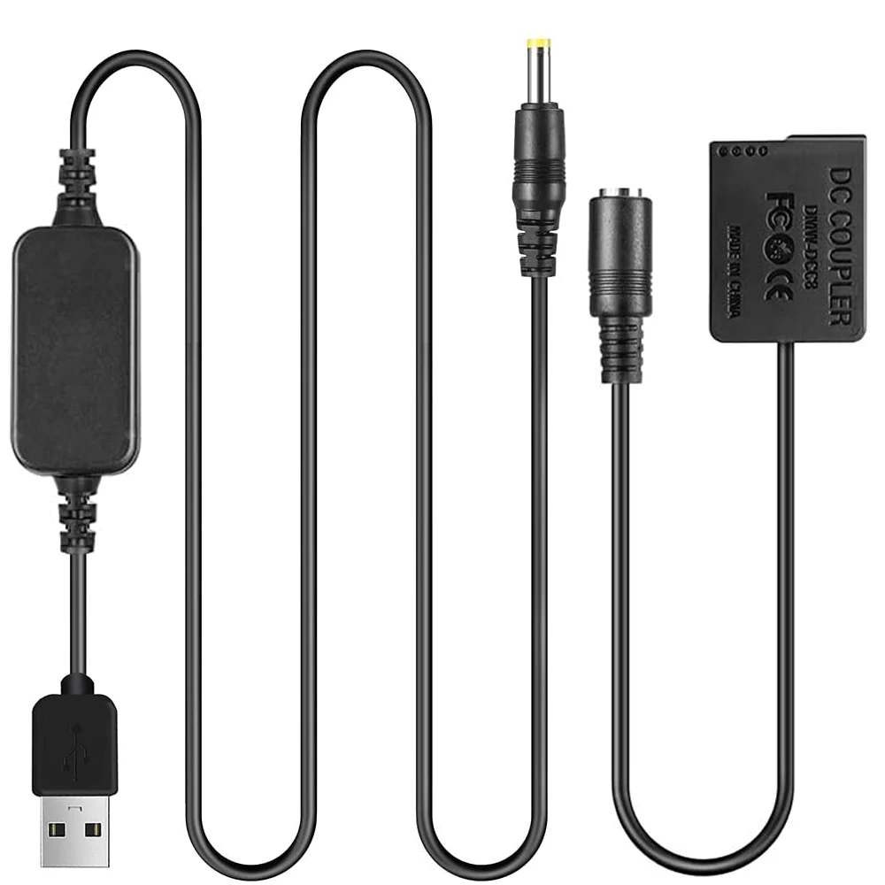 Cavo Adattatore Usb + Dmw-Dcc8 Dc Accoppiatore Sostituzione Dmw-Blc12 Batteria Per Fotocamere Panasonic Lumix Dmc-Fz2500 G7 6 5 Gh2 Dc-G90 G95