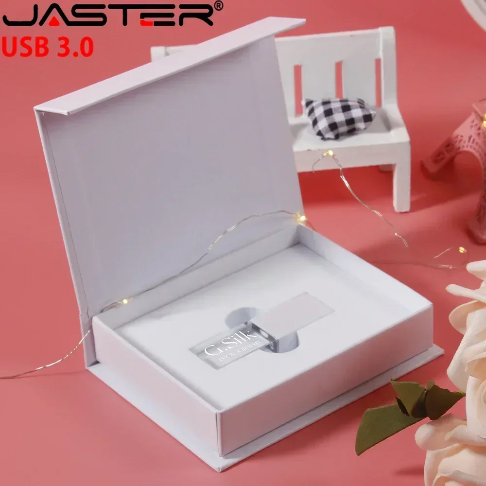 JASTERS usb 플래시 펜 드라이브 3.0 크리스탈 스틱 인쇄 사용자 정의 로고 4GB 8GB 16GGB 32GB 64GB 128GB 투명 유리 선물 pendrive