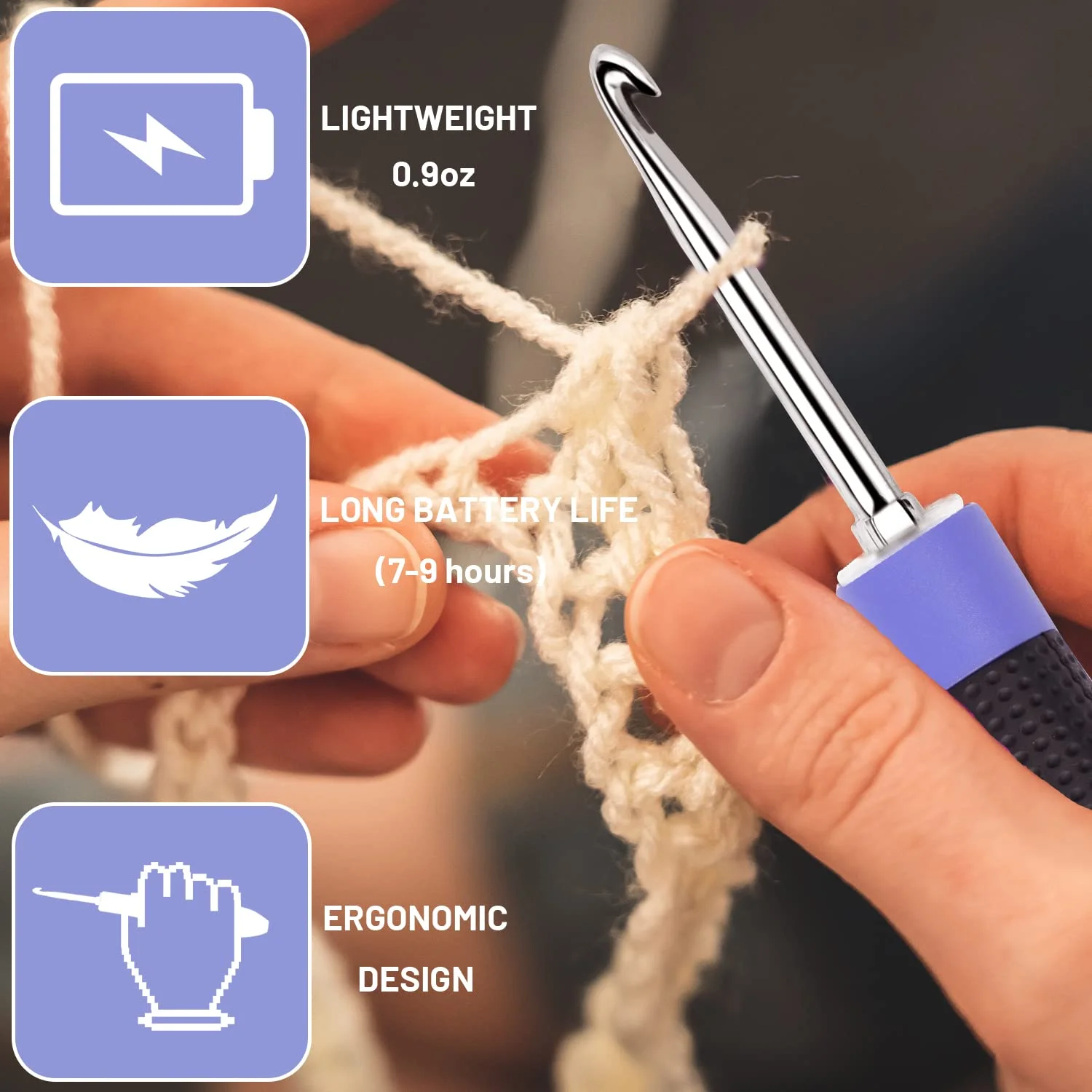 Crochet Kit 12pcs Crochet Hook Set Ergonomic Knitting Needles with Led Light Row Digital Counter DIY Knitting Tool