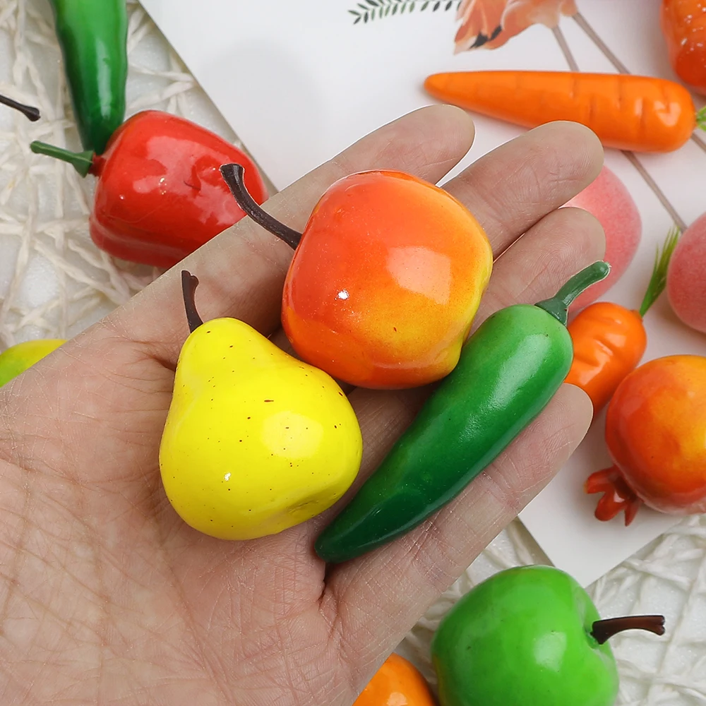 10/20Pcs Foam Artificial Fruit Fruit And Vegetable Simulation for Home Decor Fake Food Apple Lemon Peach Photography Props artificial fruits and vegetables
