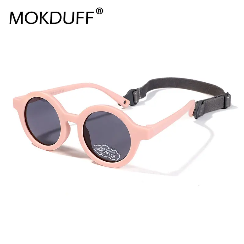 Lunettes de soleil rondes polarisées pour bébé avec sangle, nuances flexibles en caoutchouc, tout-petit, nouveau-né, nourrissons, 0-36 mois