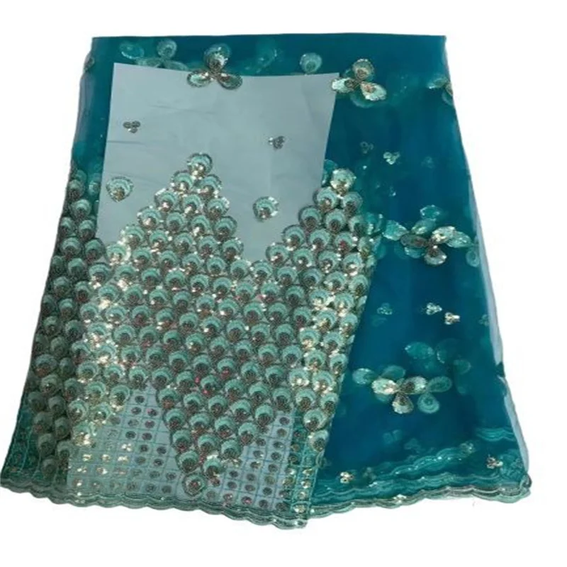 

Blue Sequin African French Net Lace Fabric 2022 High Quality Tulle Mesh Lace Bridal Nigerian Wedding Dress Lace For Woman