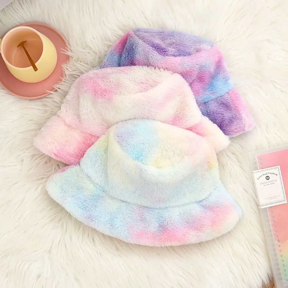 

Sunscreen Cap Foldable Forehead Protection Polyester Korean Style Cap Faux Fur Bucket Hat Women Fisherman Hat Autumn Winter Hat