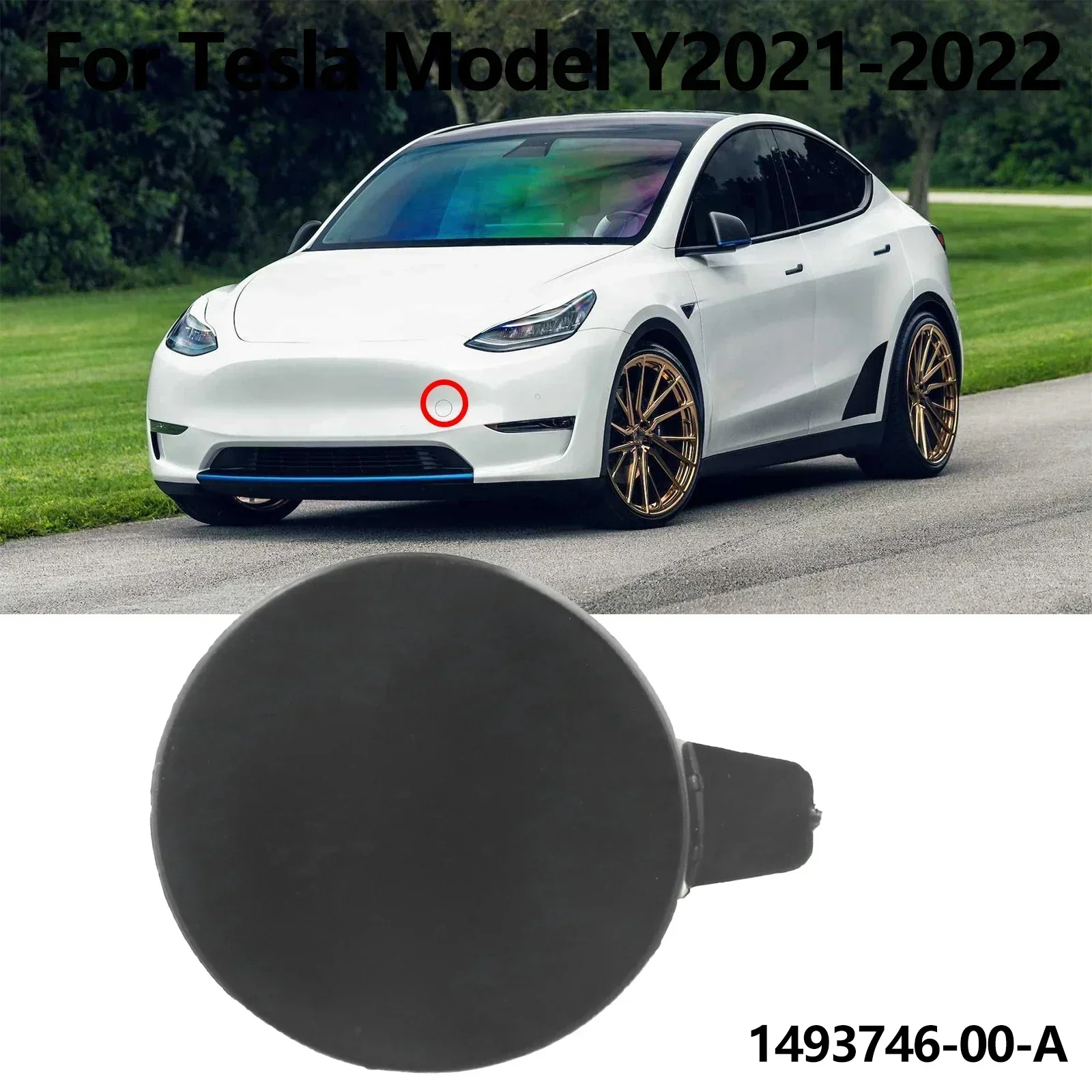 Tow Hook Front TOW CAP Plastic Material 1493746-00-A Black For Tesla Model Y-Anti-deform Replacements