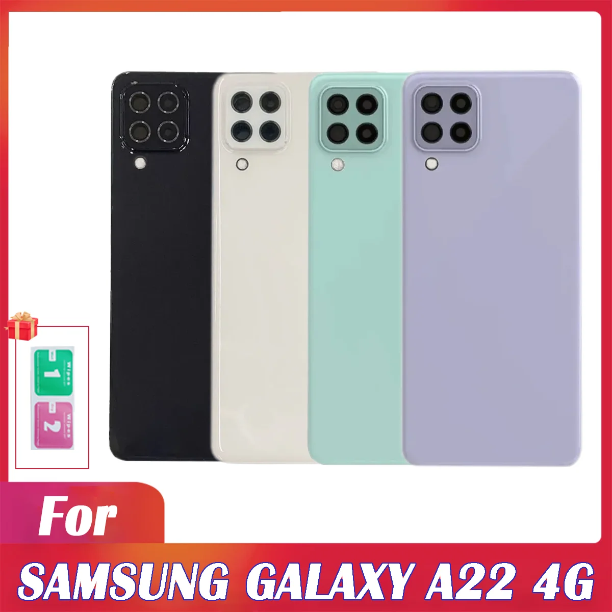 Samsung Galaxy A22 4G Battery Back Cover Panel Rear Door Housing Case Camera Lens Replace