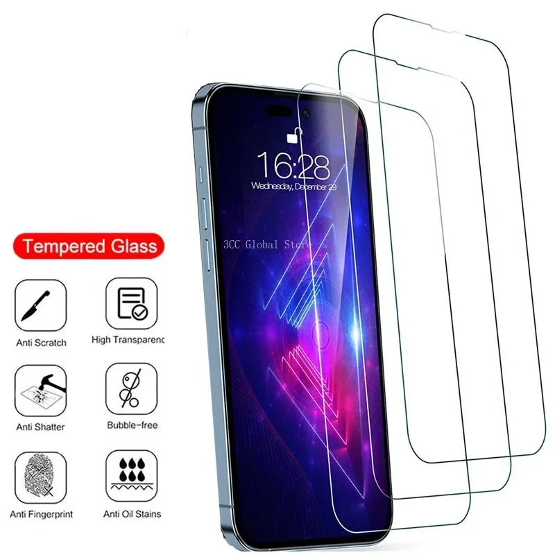 

3Pcs 2.5D Full Cover Tempered Glass For iPhone 14 15 Plus 13 12 Mini 11 Pro Screen Protector Film For iPhone 7 8Plus X XR XS Max