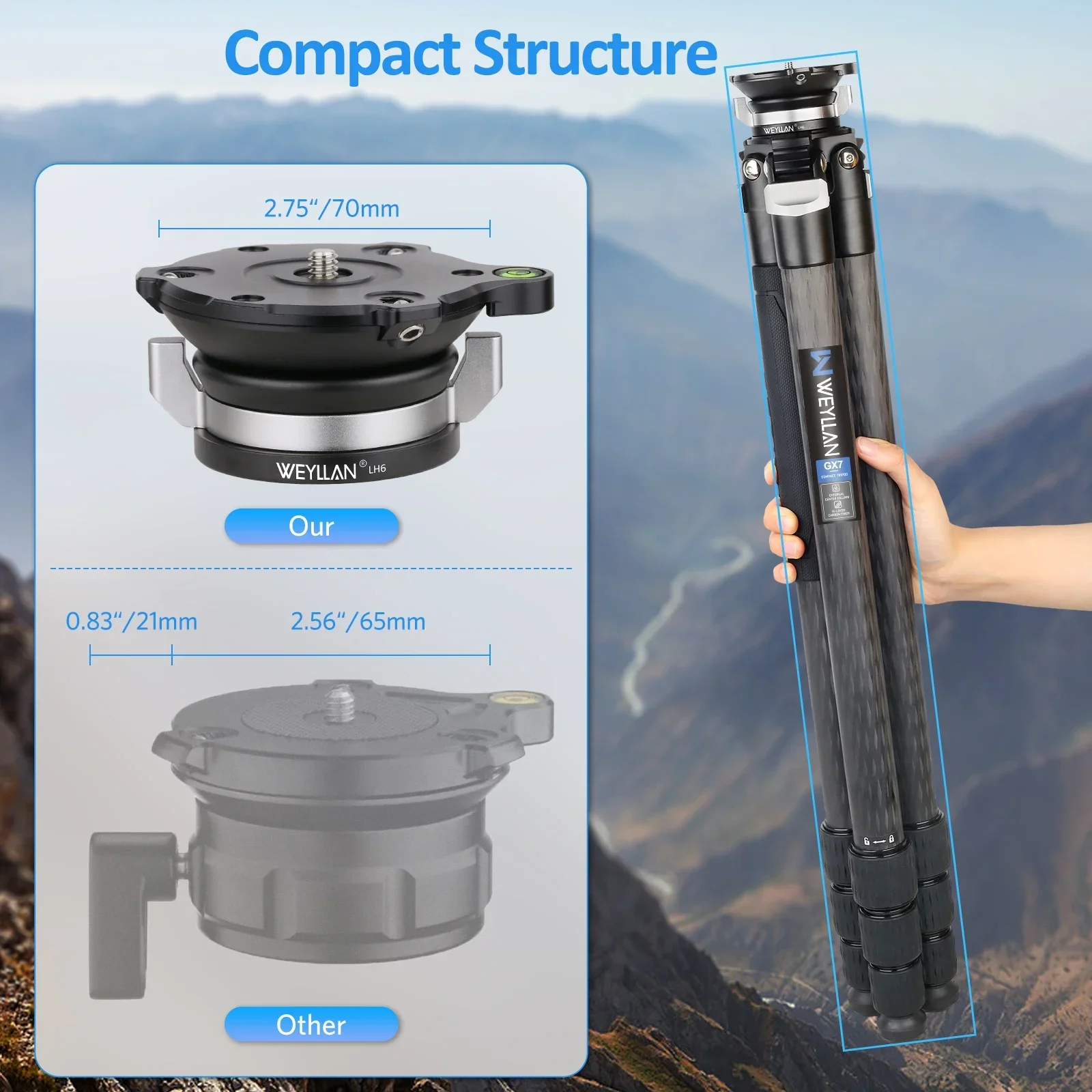 Leveling Base Tripod Head Adjusting Leveler Flat Plate WEYLLAN LH6 Aluminum Alloy Tripod Stand Camera Leveler Max Load 15kg