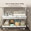 Kitchen Under Cabinet Dish Storage Rack Multifunctional Recessed Spice Bottle Pot & Bowl Organizer Layered Push Pull Draw 2